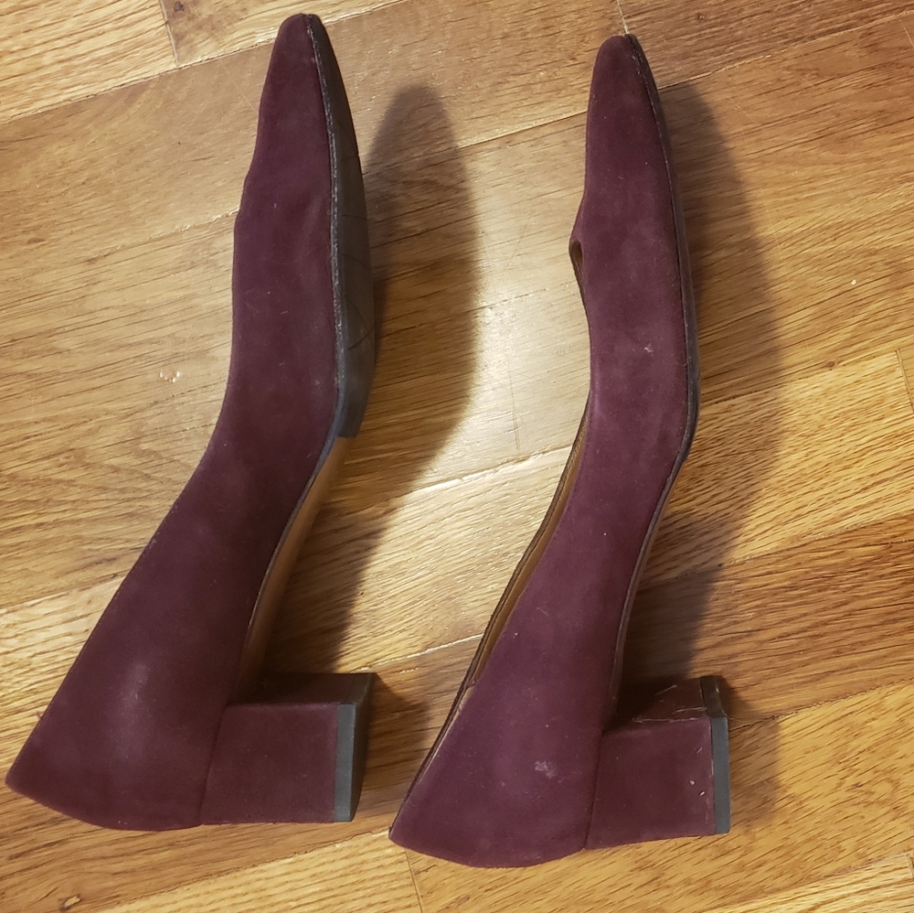 Aquatalia Burgundy Suede Block Heel - Picture 3 of 5